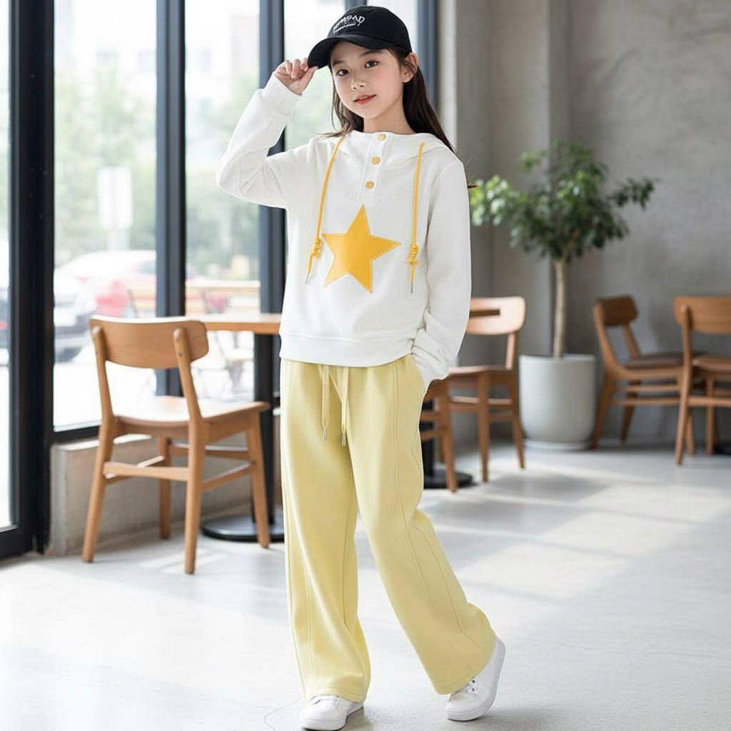 Set áo mũ ngôi sao quần suông cho bé gái size đại BEESHOP D25083
