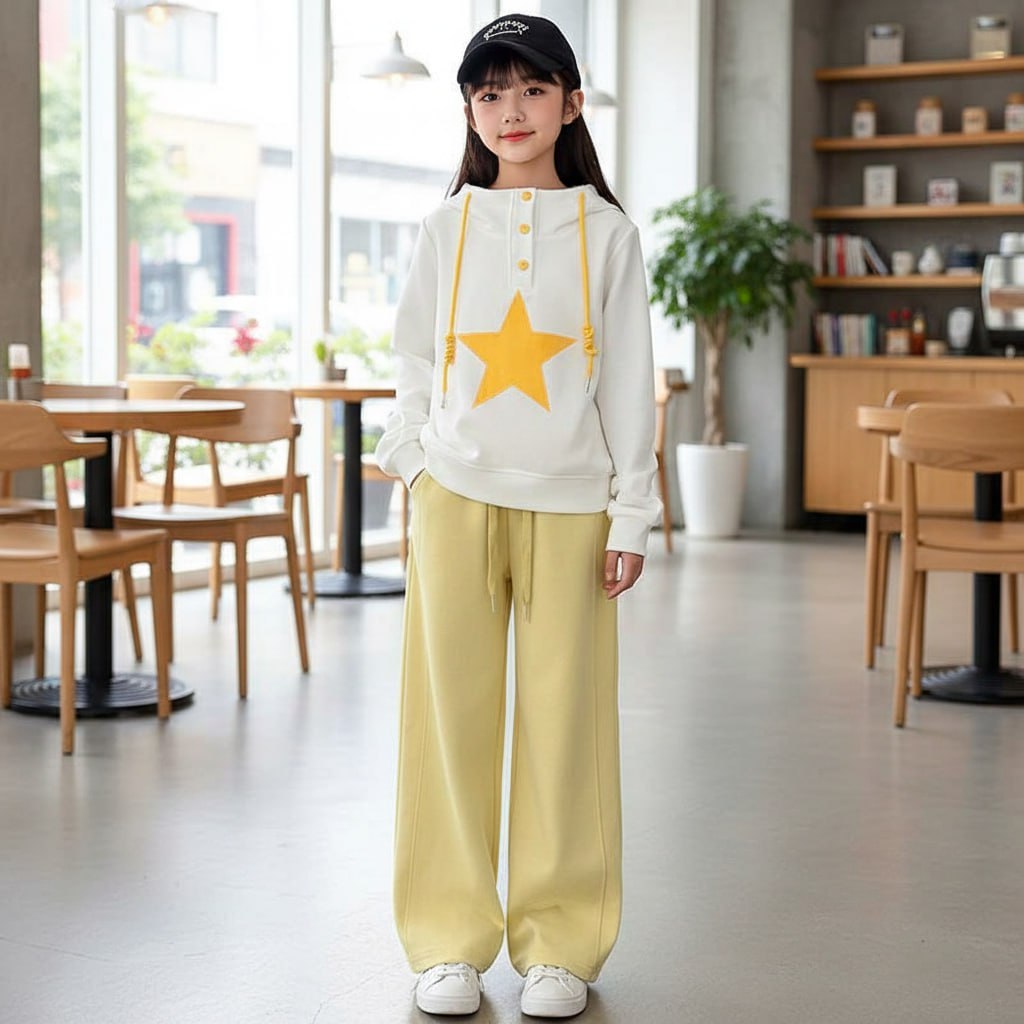 Set áo mũ ngôi sao quần suông cho bé gái size đại BEESHOP D25083