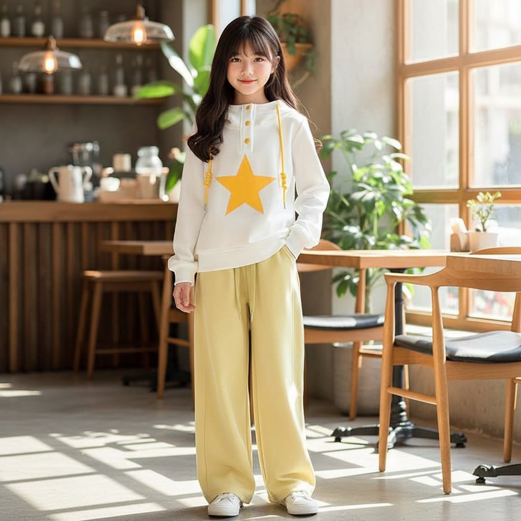 Set áo mũ ngôi sao quần suông cho bé gái size đại BEESHOP D25083