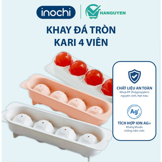 Khay làm đá tròn Inochi Kari 4 viên – có nắp đậy, kháng khuẩn Ag+, bảo vệ sức khỏe và an toàn khi dùng
