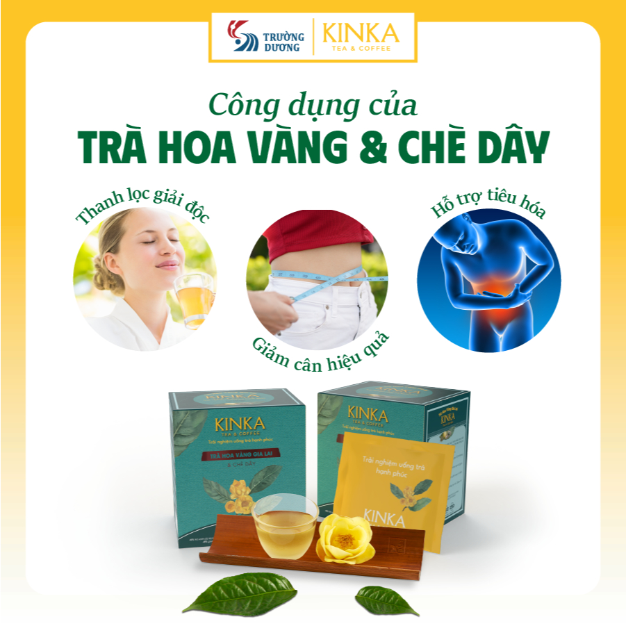 KINKA  - Trà Hoa Vàng Gia Lai & Chè Dây - DAILY DETOX - Hộp 40g (20 gói x 2g)