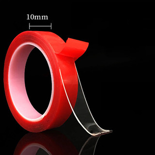 Băng Keo 2 Mặt Trong Suốt Chất Liệu Acrylic Siêu Bám Dính Vỏ Màu Đỏ Dài 3m 5m 10m 88532