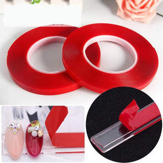 Băng Keo 2 Mặt Trong Suốt Chất Liệu Acrylic Siêu Bám Dính Vỏ Màu Đỏ Dài 3m 5m 10m 88532
