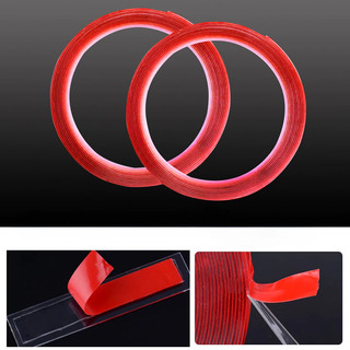 Băng Keo 2 Mặt Trong Suốt Chất Liệu Acrylic Siêu Bám Dính Vỏ Màu Đỏ Dài 3m 5m 10m 88532