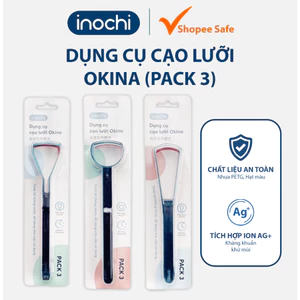 Combo 3 dụng cụ cạo lưỡi Okina Inochi kháng khuẩn, kiểu dáng hiện đại, giúp giảm mùi hôi và chăm sóc lưỡi tiện lợi