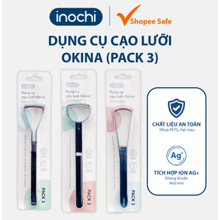 Combo 3 dụng cụ cạo lưỡi Okina Inochi kháng khuẩn, kiểu dáng hiện đại, giúp giảm mùi hôi và chăm sóc lưỡi tiện lợi