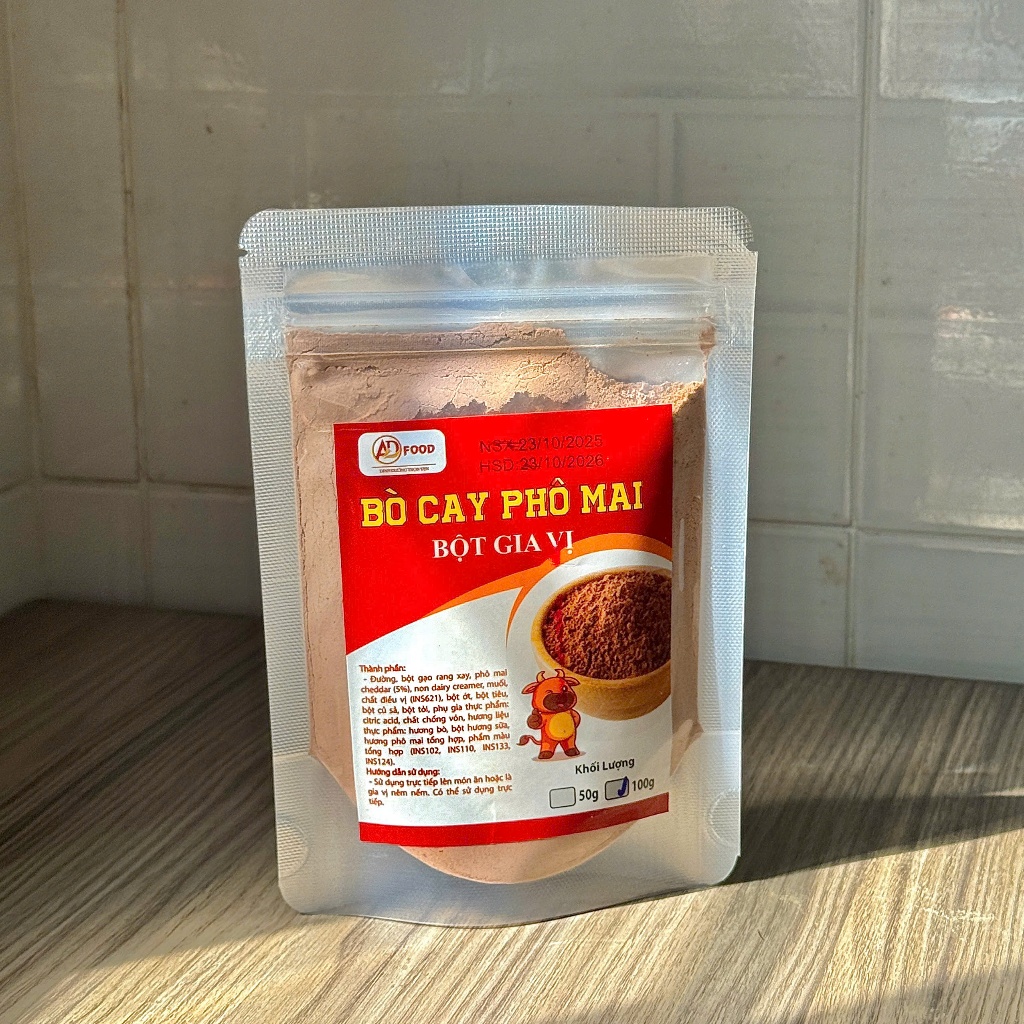 50g Bột lắc vị bò cay phô mai ADFOOD – dùng làm gia vị cho các món chiên, snack, gà rán và trang trí món ăn