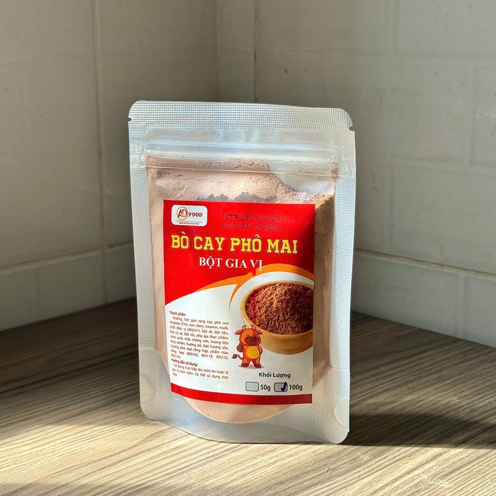 50g Bột lắc vị bò cay phô mai ADFOOD – dùng làm gia vị cho các món chiên, snack, gà rán và trang trí món ăn