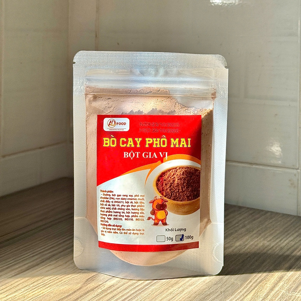 50g Bột lắc vị bò cay phô mai ADFOOD – dùng làm gia vị cho các món chiên, snack, gà rán và trang trí món ăn