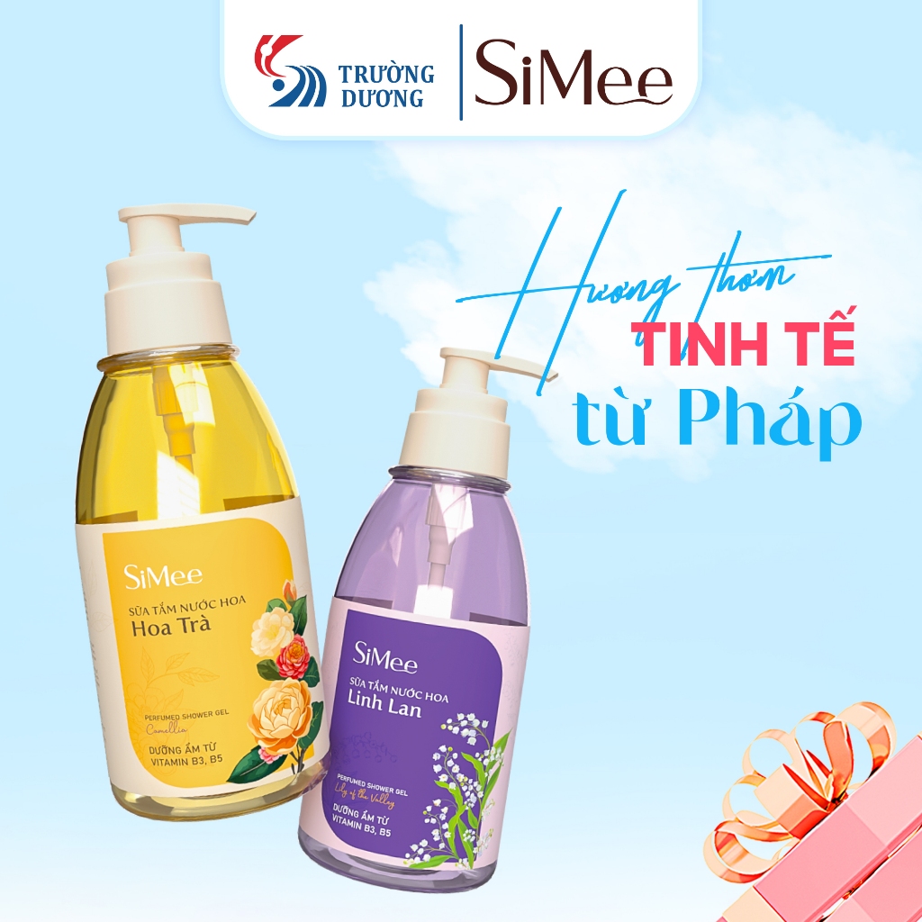 Sữa tắm SiMee hương nước hoa linh lan - Dung tích 480ml - Chai sữa tắm giúp dưỡng ẩm làm trắng da