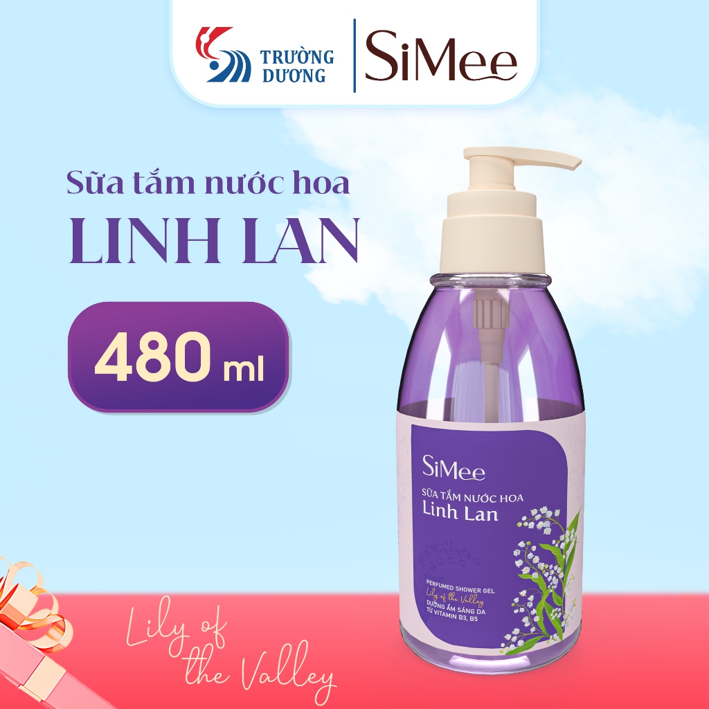 Sữa tắm SiMee hương nước hoa linh lan - Dung tích 480ml - Chai sữa tắm giúp dưỡng ẩm làm trắng da
