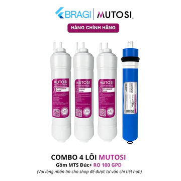 Combo 4 Lõi Lọc Nước Mutosi Gồm Bộ Thô Cắm Nhanh Dạng Đúc Và Màng RO Dùng Cho Các Máy Lọc Nước RO