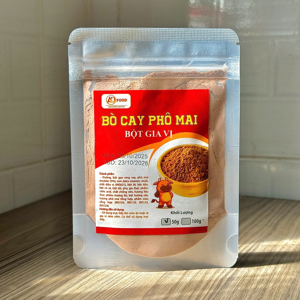 100g Bột lắc vị bò cay phô mai ADFOOD – dùng làm gia vị cho các món chiên, khoai lắc, snack, ướp thịt