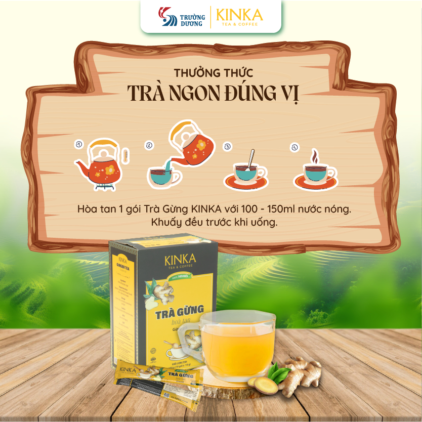 KINKA Trà Gừng Hoà Tan, Hỗ Trợ Giảm Chóng Mặt, Buồn Nôn, Làm Ấm Cơ Thể - 100g, 200g