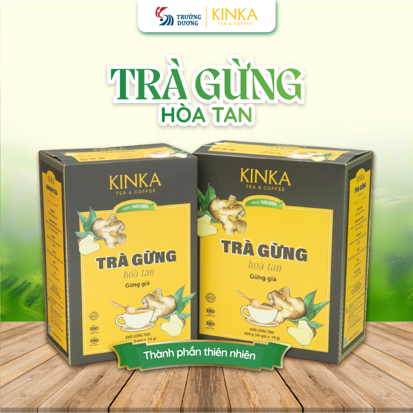 KINKA Trà Gừng Hoà Tan, Hỗ Trợ Giảm Chóng Mặt, Buồn Nôn, Làm Ấm Cơ Thể - 100g, 200g