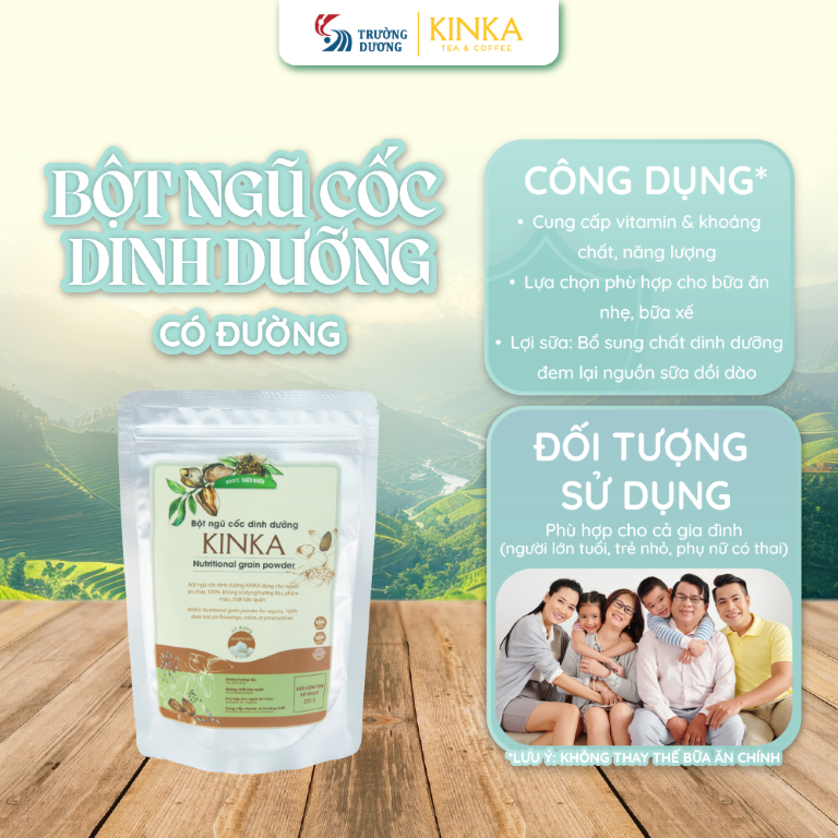 KINKA Bột ngũ cốc dinh dưỡng CÓ ĐƯỜNG (200g) - phù hợp ăn chay, bữa ăn nhẹ