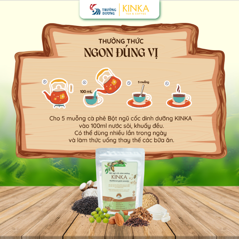 KINKA Bột ngũ cốc dinh dưỡng CÓ ĐƯỜNG (200g) - phù hợp ăn chay, bữa ăn nhẹ