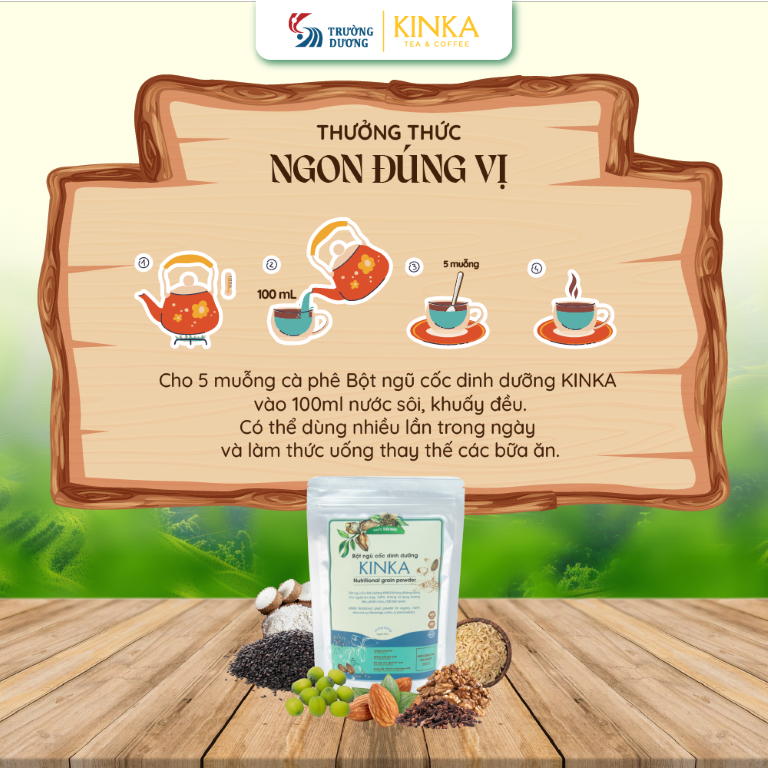 KINKA Bột ngũ cốc dinh dưỡng KHÔNG ĐƯỜNG (200g) - ăn chay, ăn kiêng, bữa sáng tiện lợi