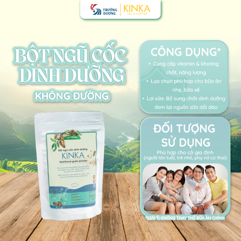 KINKA Bột ngũ cốc dinh dưỡng KHÔNG ĐƯỜNG (200g) - ăn chay, ăn kiêng, bữa sáng tiện lợi