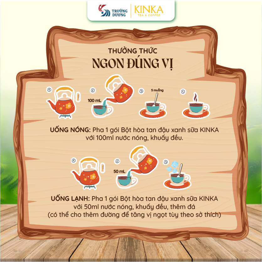 KINKA Bột Đậu Xanh sữa hoà tan - Hộp 255g (15 gói x 17g) - thơm béo, phù hợp ăn chay