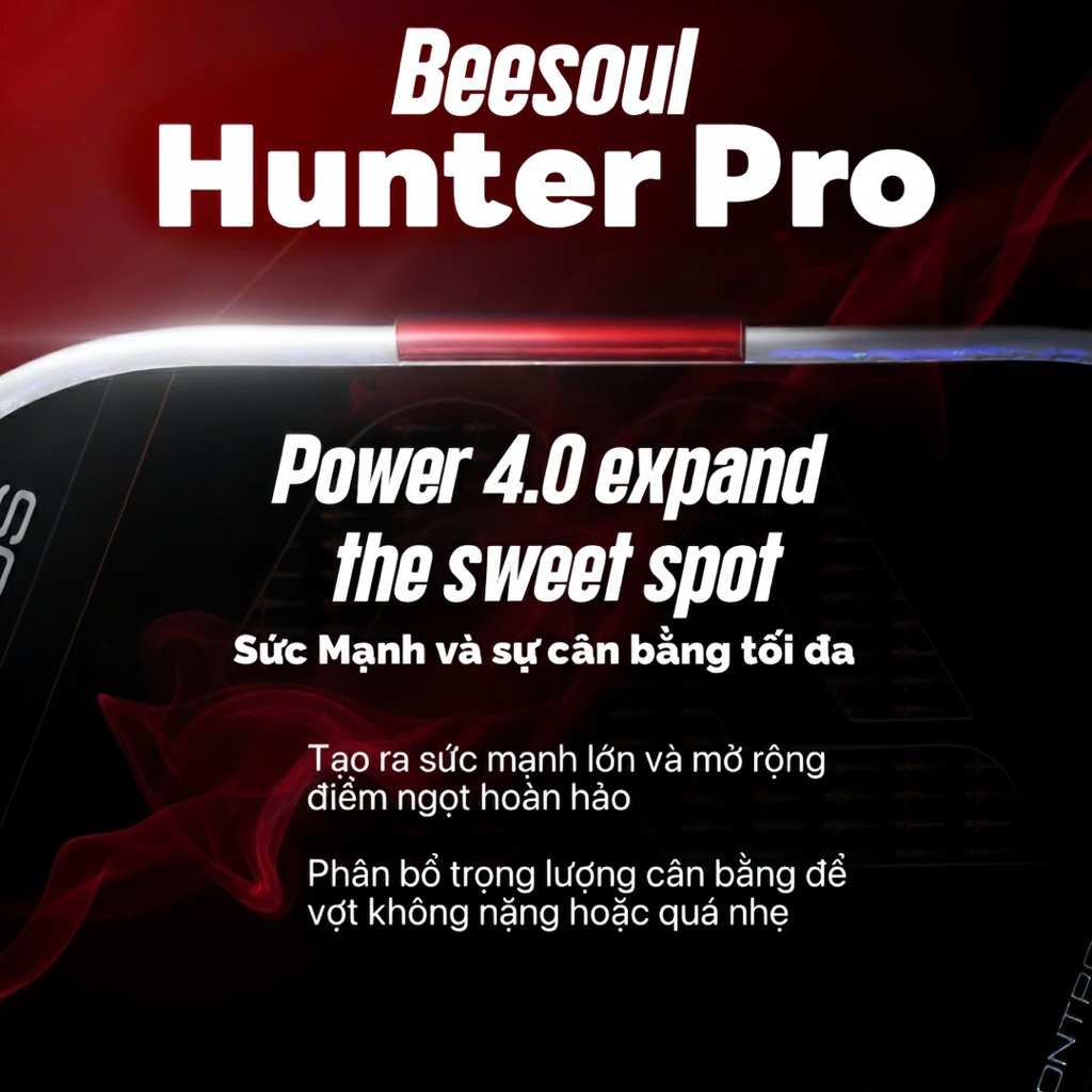 Beesoul Hunter Pro 16mm Power 4.0 – Vợt Pickleball Siêu Công, Chuẩn Kiểm Soát, Có Quà Tặng Kèm