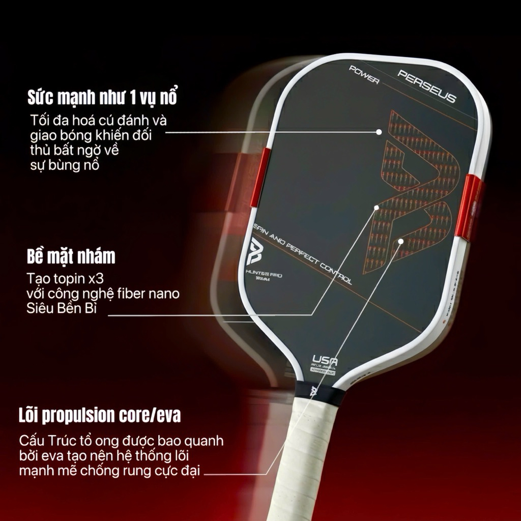 Beesoul Hunter Pro 16mm Power 4.0 – Vợt Pickleball Siêu Công, Chuẩn Kiểm Soát, Có Quà Tặng Kèm