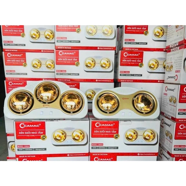 Đèn sưởi nhà tắm 3 bóng treo tường, đèn sưởi nhà tắm 2 bóng trắng kim cương, Bóng đèn sưởi phòng tắm đui sứ ca