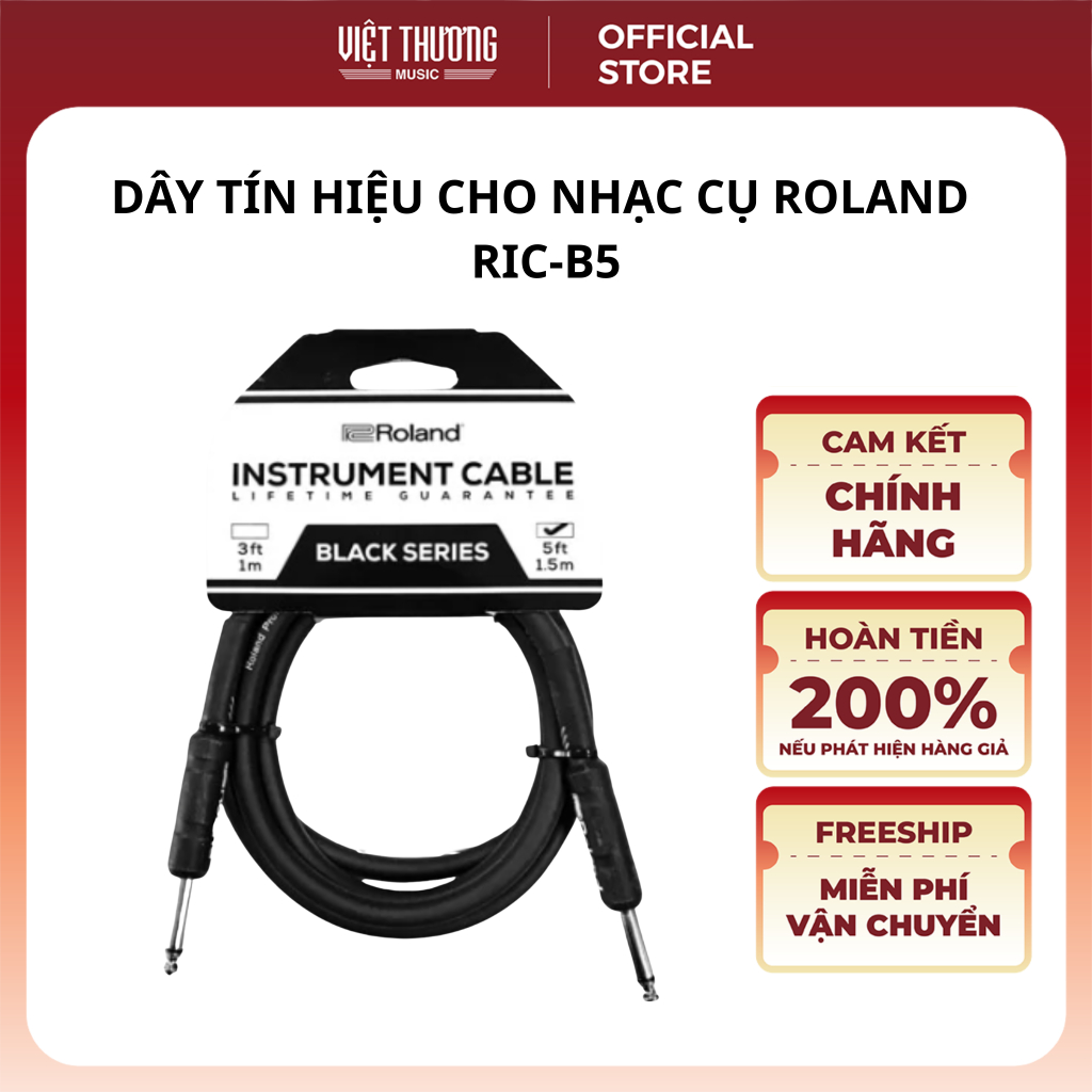 Dây Cáp Nhạc Cụ Roland, Dây Tín Hiệu RIC-B5, 5ft/1.5m, Giắc Cắm Thẳng ...