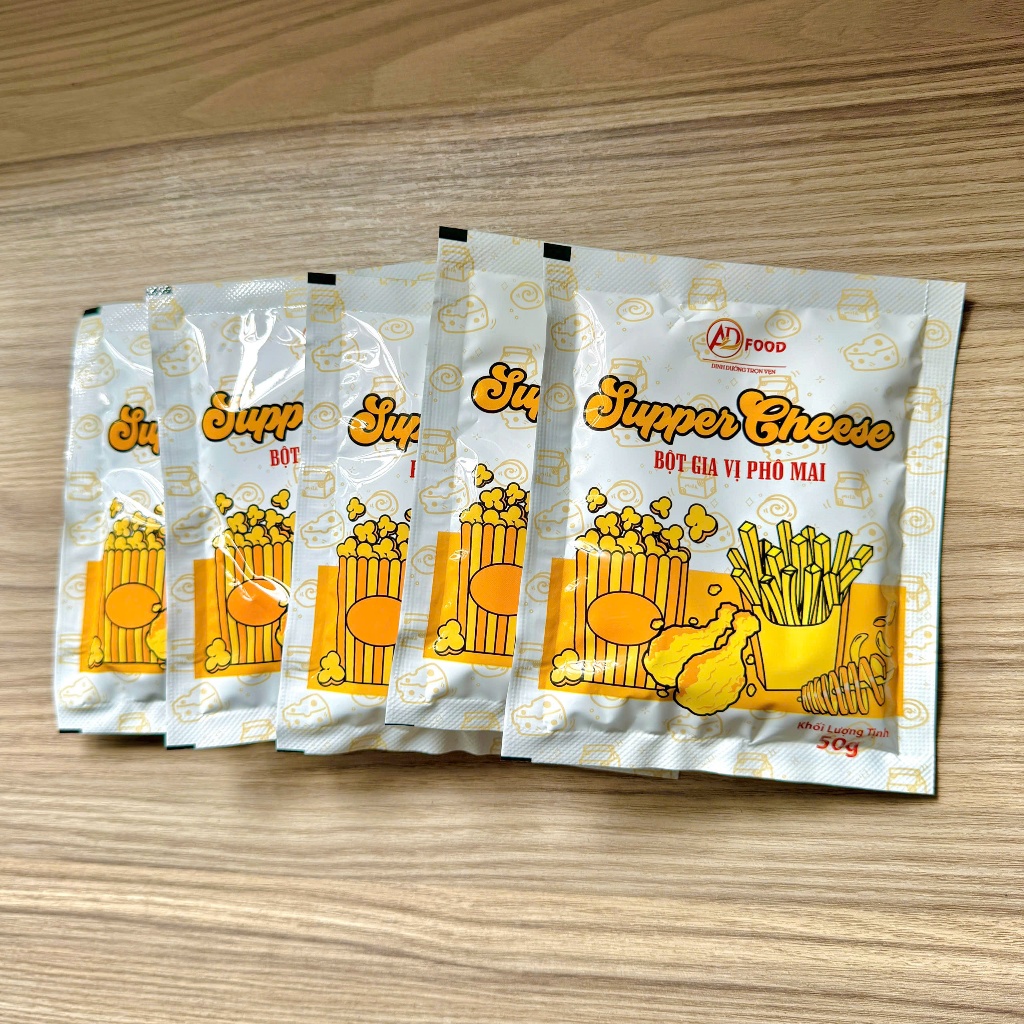 Combo 5 gói Bột phô mai Supper Cheese 50g bao bì mới ADFOOD – dùng làm bột gia vị cho các món chiên và trang trí món ăn