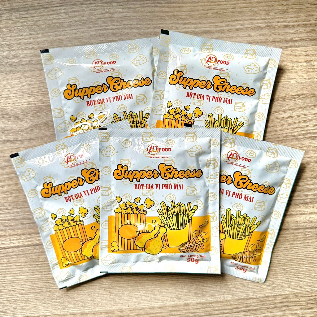 Combo 5 gói Bột phô mai Supper Cheese 50g bao bì mới ADFOOD – dùng làm bột gia vị cho các món chiên và trang trí món ăn