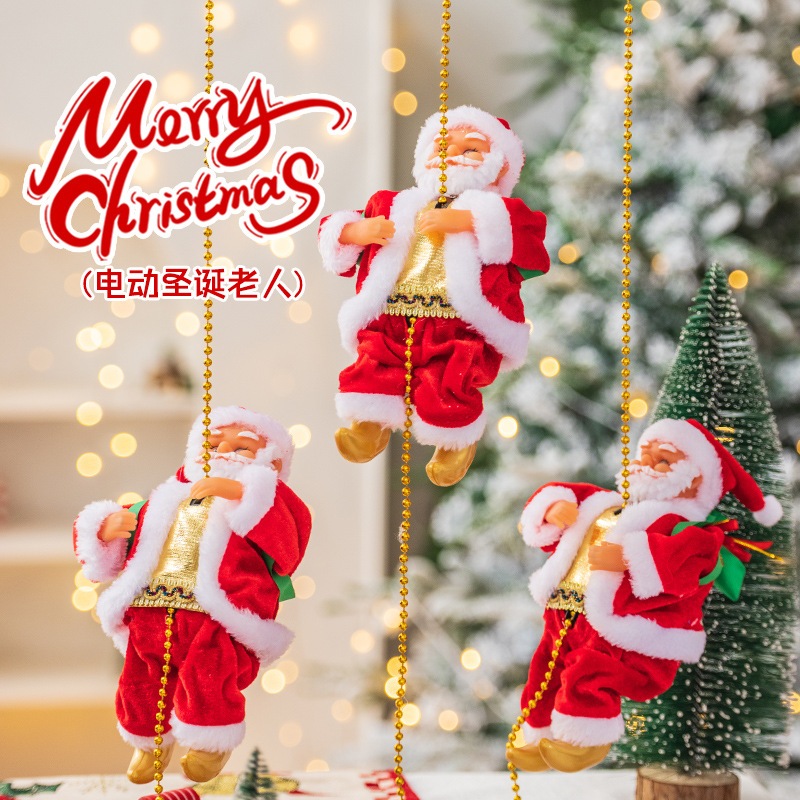 Ông Già Noel Chui Ống Khói Leo Dây Lắc Hông Nhảy Leo Khói Dù Có Đèn Có Nhạc Vui Nhộn Trang Trí Noel-Đồ Chơi Cho Bé PUKAP