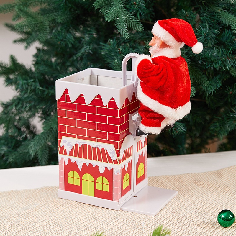 Ông Già Noel Chui Ống Khói Leo Dây Lắc Hông Nhảy Leo Khói Dù Có Đèn Có Nhạc Vui Nhộn Trang Trí Noel-Đồ Chơi Cho Bé PUKAP