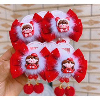 Set 2 kẹp tua rua phong cách trung hoa phù hợp lễ tết cho bé