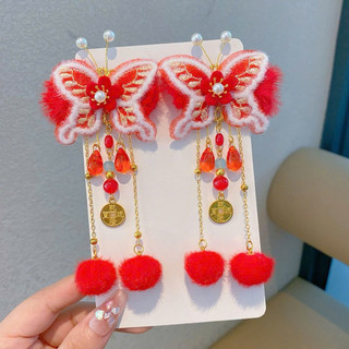 Set 2 kẹp tua rua phong cách trung hoa phù hợp lễ tết cho bé
