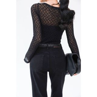 Áo Thun Lưới JP Fashion Dài Tay, Form Ôm Body Dáng Tay Loe, Chất Vải Lưới Co Dãn Thoáng Mát 10212066