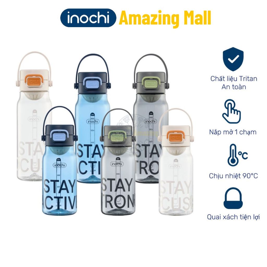 Bình Nước thể thao nhựa Tritan Inochi Kita Base dung tích 560ml/720ml ...