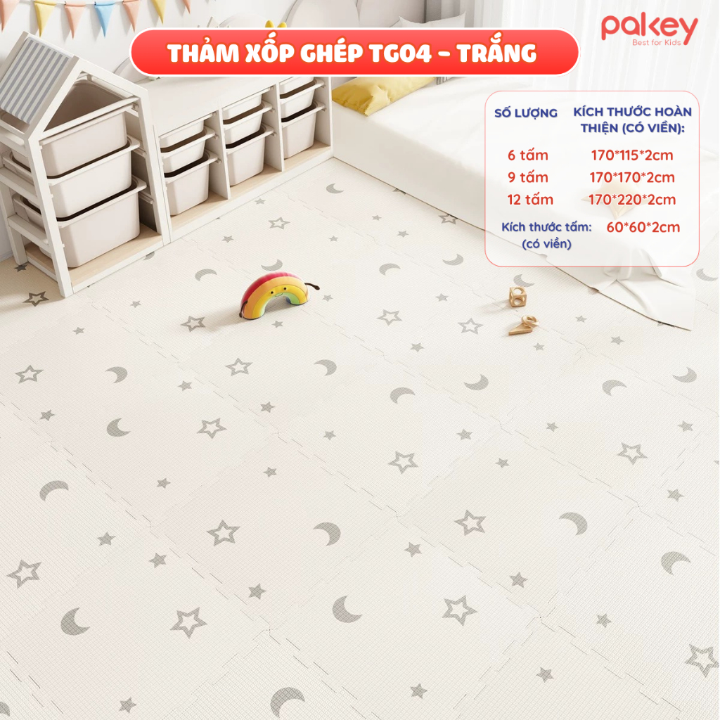 Thảm Ghép Tiện Lợi XPE, Thảm Xốp Cao Cấp Mềm Mịn Chống Trơn Trượt Dày 2cm Màu Sắc Hiện Đại Phù Hợp Mọi Không Gian