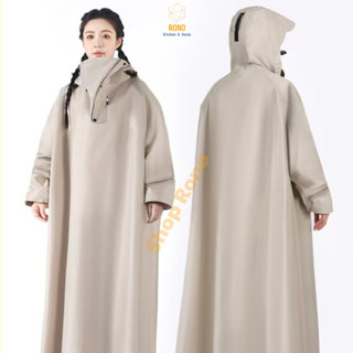 Áo Mưa Toàn Thân Cao Cấp Unisex Chống Thấm, Cổ Cao, Có Mũ Trùm Nón Bảo Hiểm
