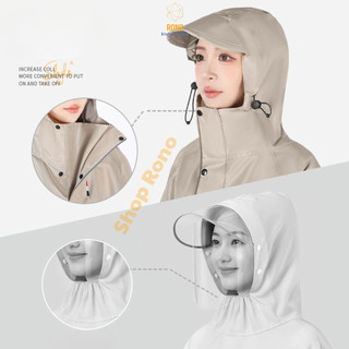 Áo Mưa Toàn Thân Cao Cấp Unisex Chống Thấm, Cổ Cao, Có Mũ Trùm Nón Bảo Hiểm