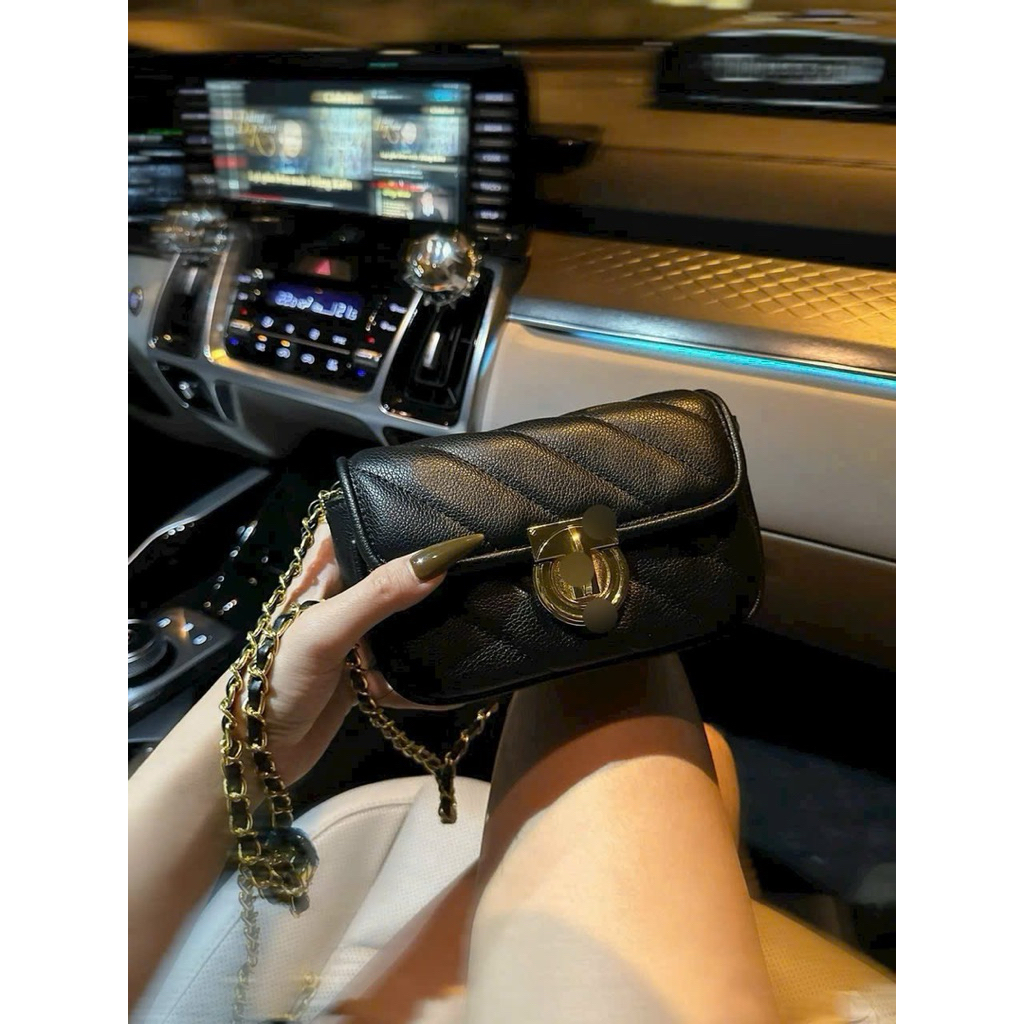 Túi xách QC da mềm size 18cm dây quả chuông căn chỉnh đeo chéo đeo vai siêu xinh