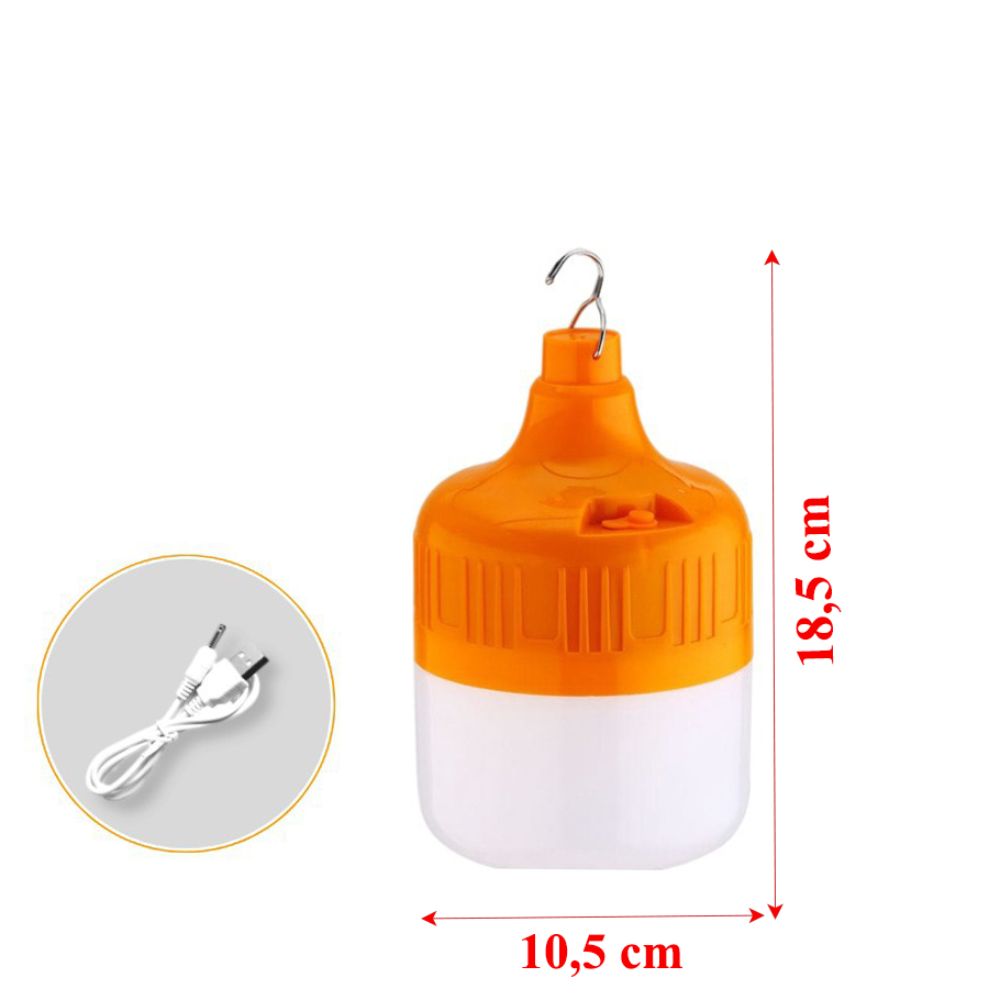Bóng đèn tích điện công suất 200W, chống nước, sạc USB tiện lợi 2025