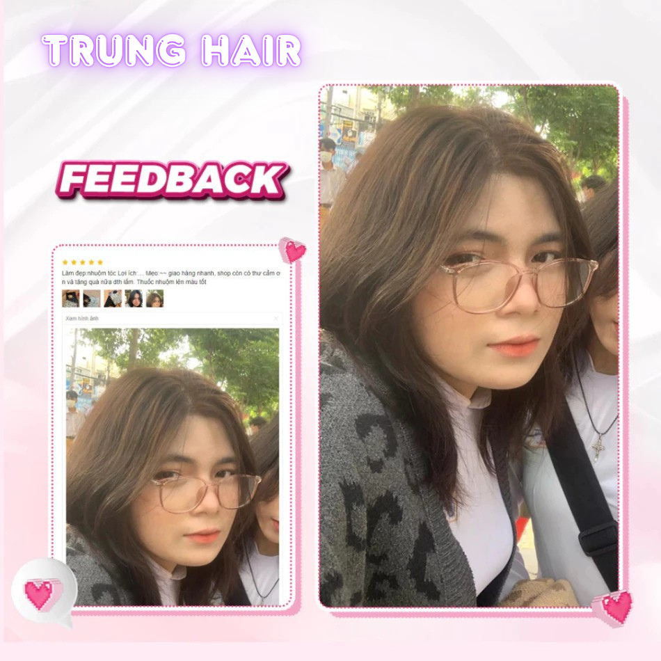 Thuốc nhuộm tóc NÂU LẠNH SÁNG, NÂU LẠNH không tẩy, lên từ nền đen, tặng kèm trợ nhuộm| Trunghair