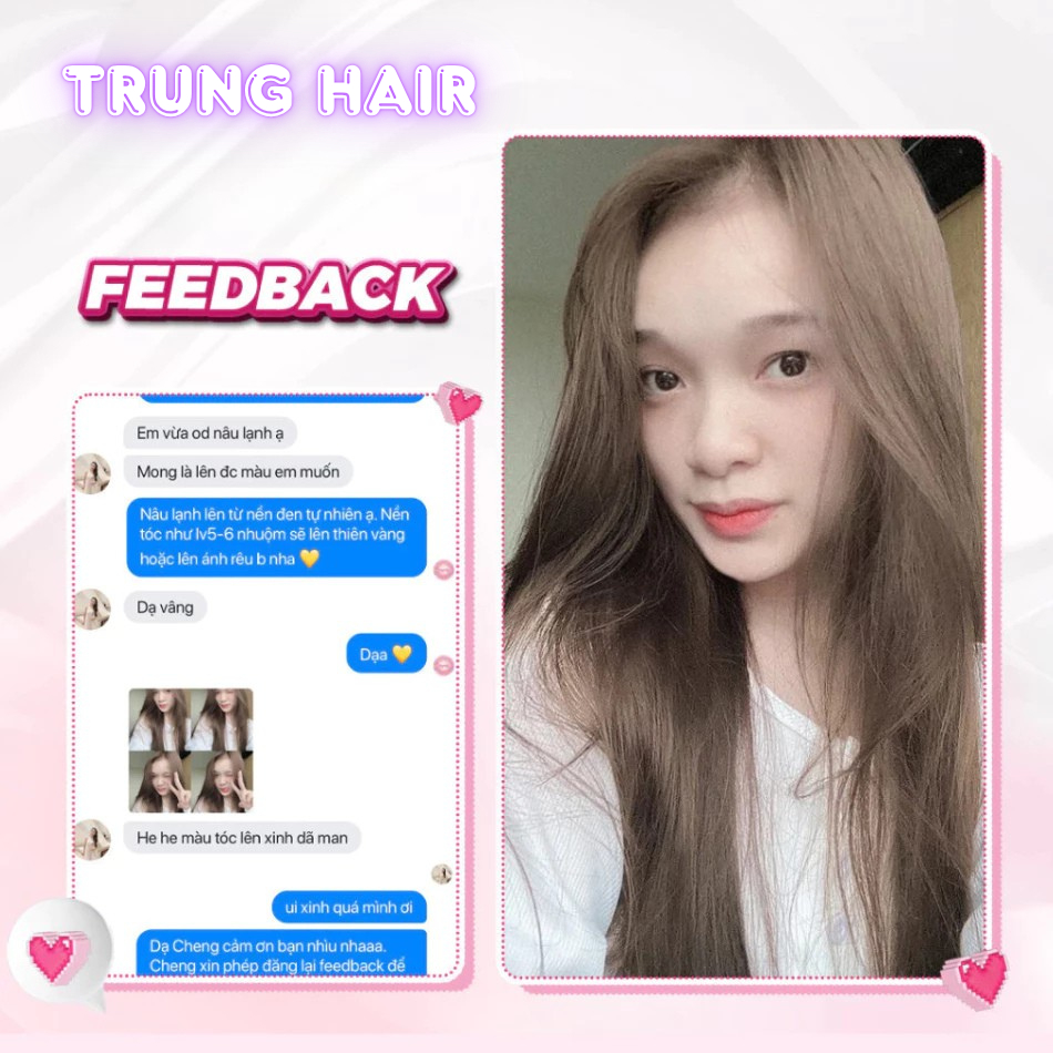 Thuốc nhuộm tóc NÂU LẠNH SÁNG, NÂU LẠNH không tẩy, lên từ nền đen, tặng kèm trợ nhuộm| Trunghair