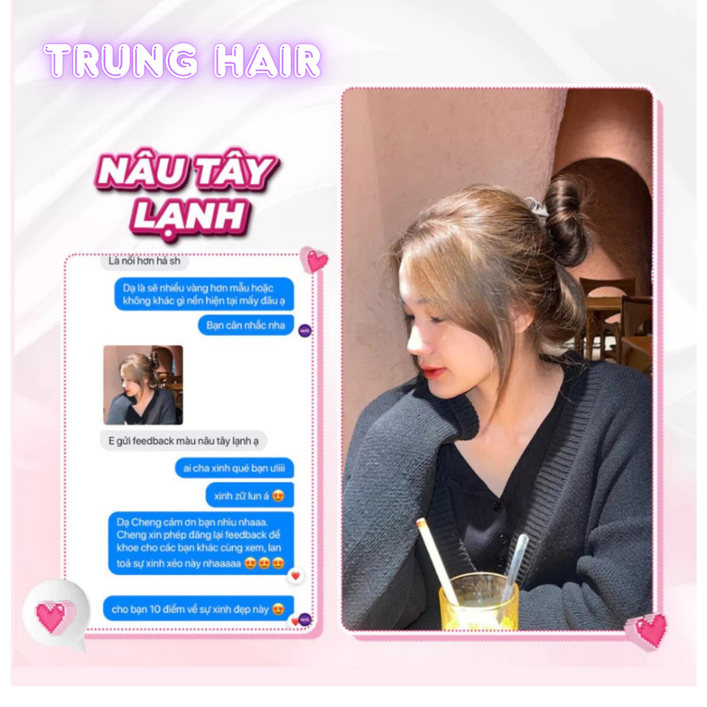 Thuốc nhuộm tóc màu NÂU LẠNH không tẩy, lên từ nền đen, tặng kèm oxy trợ nhuộm| Trunghair