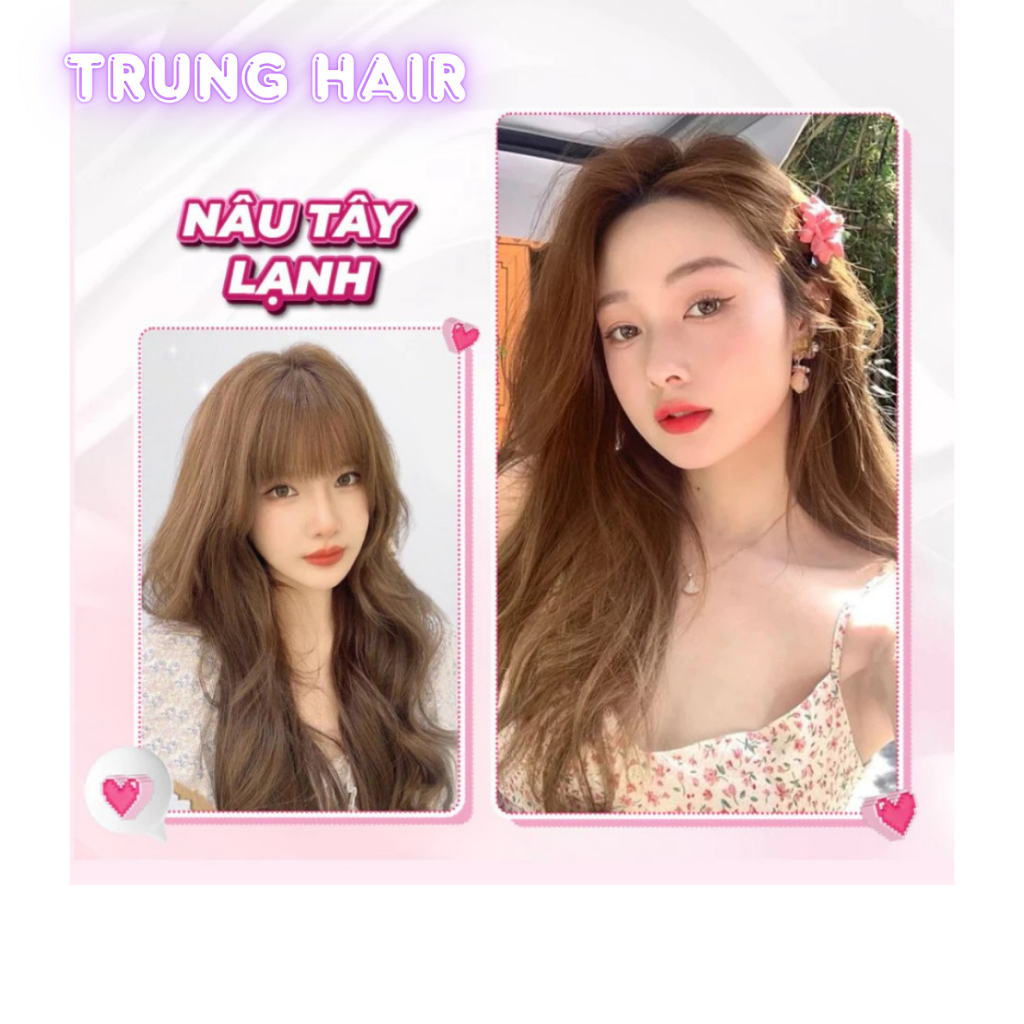 Thuốc nhuộm tóc màu NÂU LẠNH không tẩy, lên từ nền đen, tặng kèm oxy trợ nhuộm| Trunghair