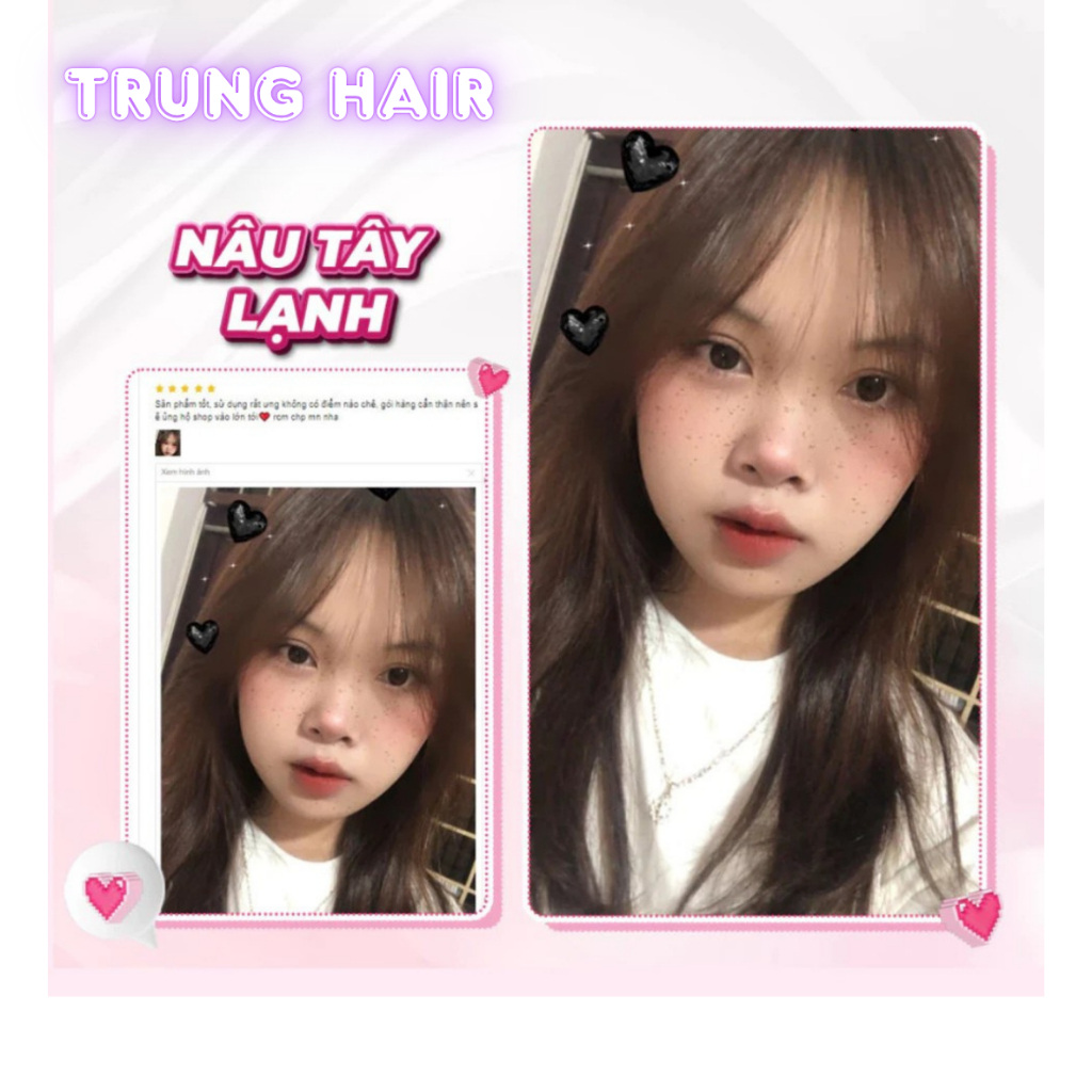 Thuốc nhuộm tóc màu NÂU LẠNH không tẩy, lên từ nền đen, tặng kèm oxy trợ nhuộm| Trunghair