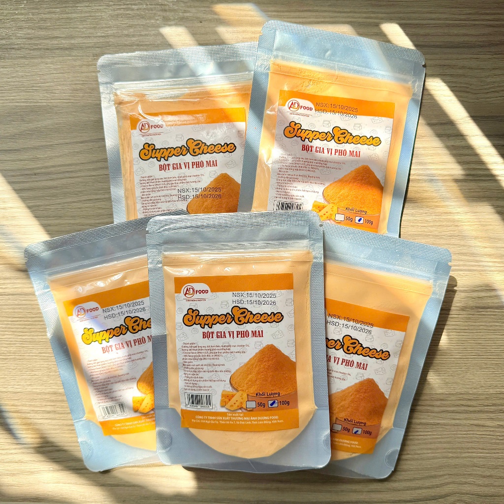 Combo 5 gói túi zip Bột phô mai Supper Cheese 50g ADFOOD – dùng làm gia vị cho món chiên và trang trí món ăn