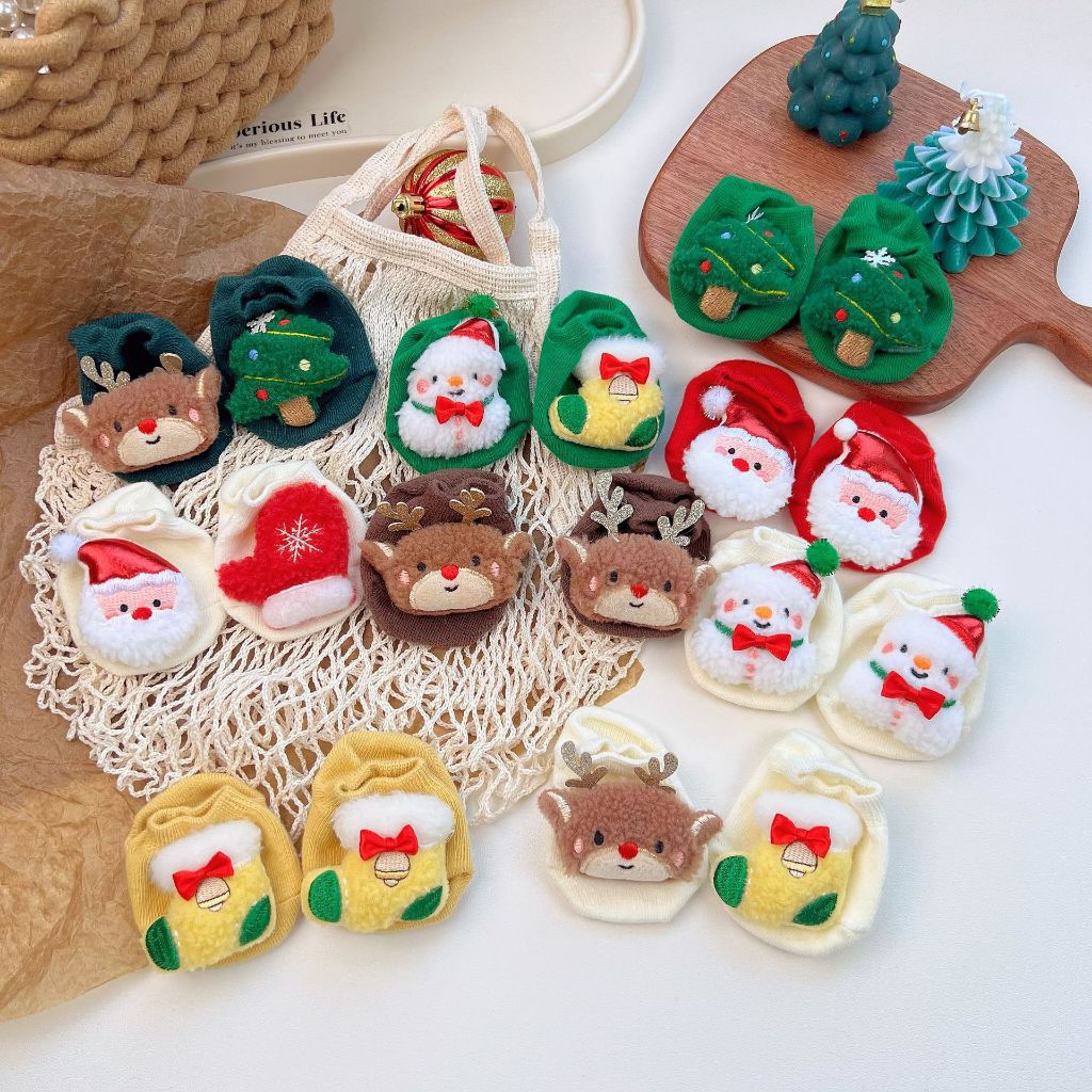Tất Thú 3D Noel Cổ Ngắn Cho Bé Trai Bé Gái -  Vớ Chống Trượt Hình Thú Chủ Đề Giáng Sinh