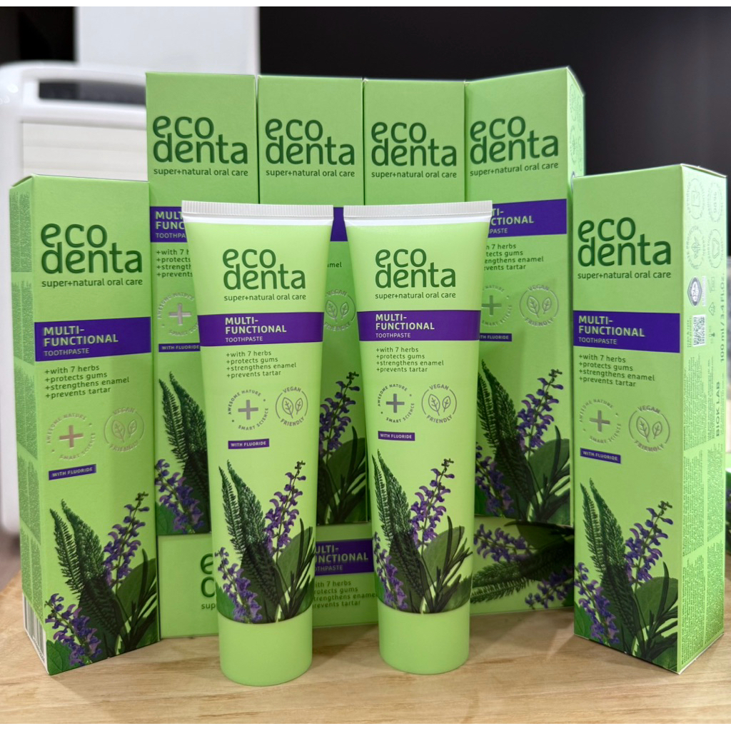 Kem đánh răng thảo mộc tự nhiên ngăn ngừa mảng bám + thơm miệng ECODENTA 7 loại thảo mộc 100ml