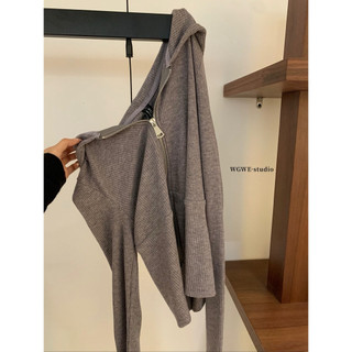 𝐏𝐡𝐢𝐞𝐧 | (Sẵn) W7780 Áo Khoác Len Kéo Khoá Có Mũ Form Ôm Body Dáng Ngắn